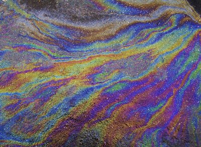closeup of oil spill