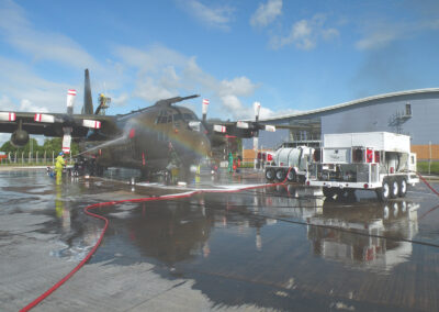 Aircraft rinse cart in use on military aircraft