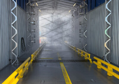 Automatic Truck Wash Interior View With Spray