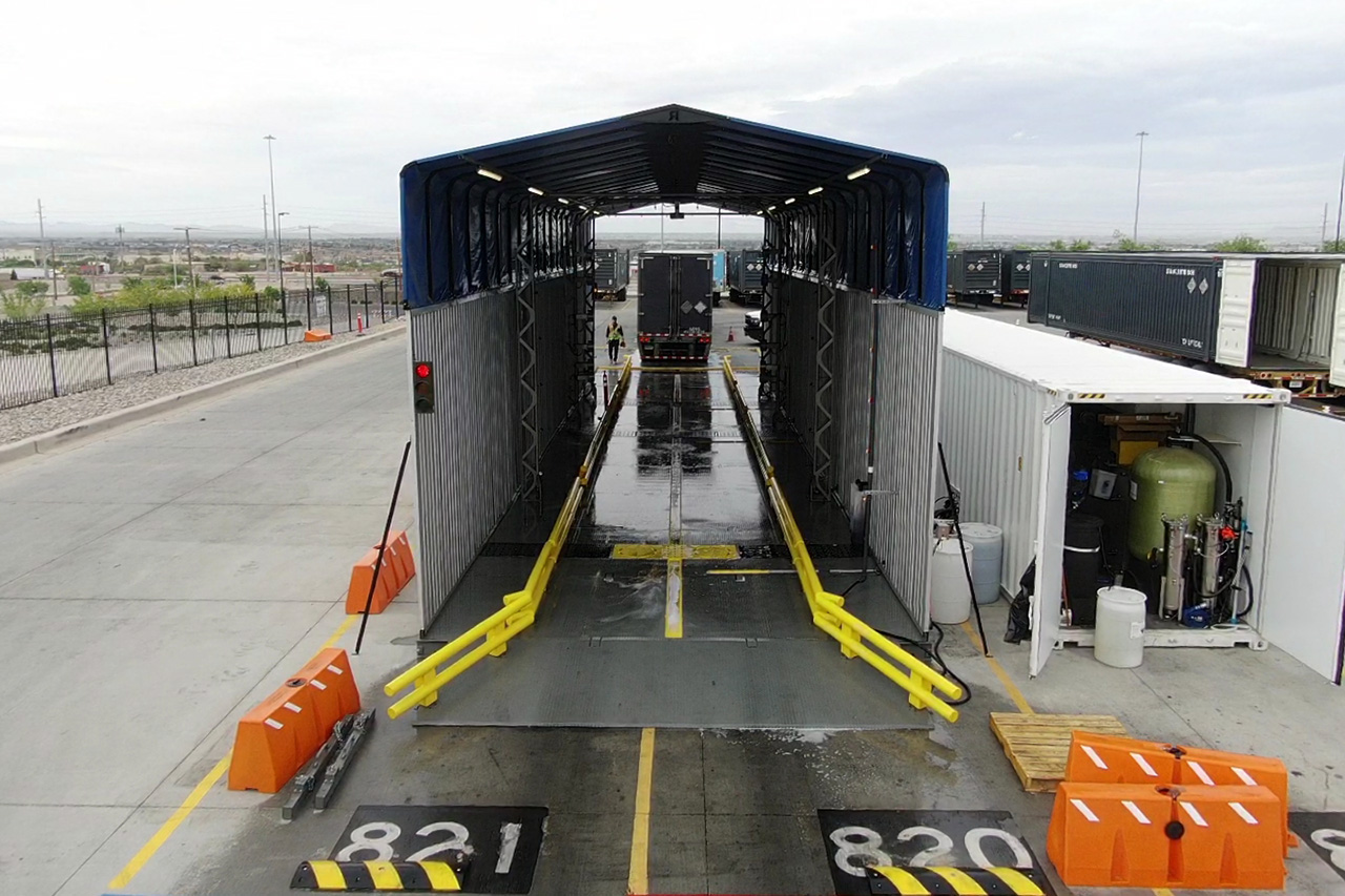 Automatic Truck Wash With Truck Interior View
