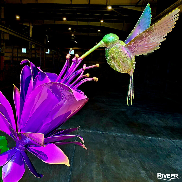 Riveer Powdercoating Hummingbird And Purple Flower Details Riveer Powdercoating Hummingbird And Purple Flower Details